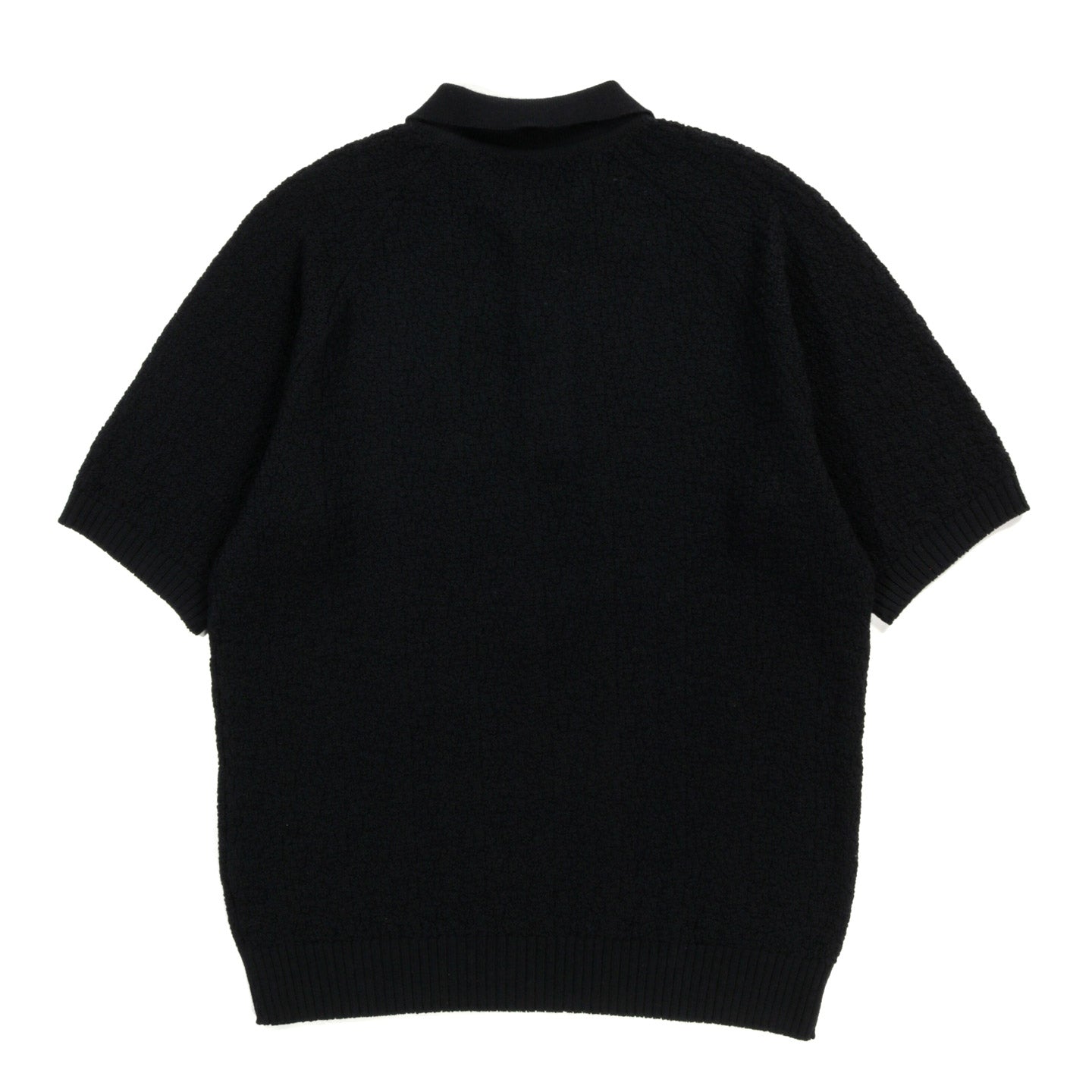 NEEDLES S/S POLO SWEATER MERINO WOOL KNIT BLACK