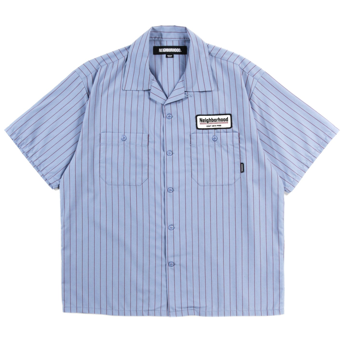 NEIGHBORHOOD SHORT SLEEVE WORK SHIRT BLUE STRIPE