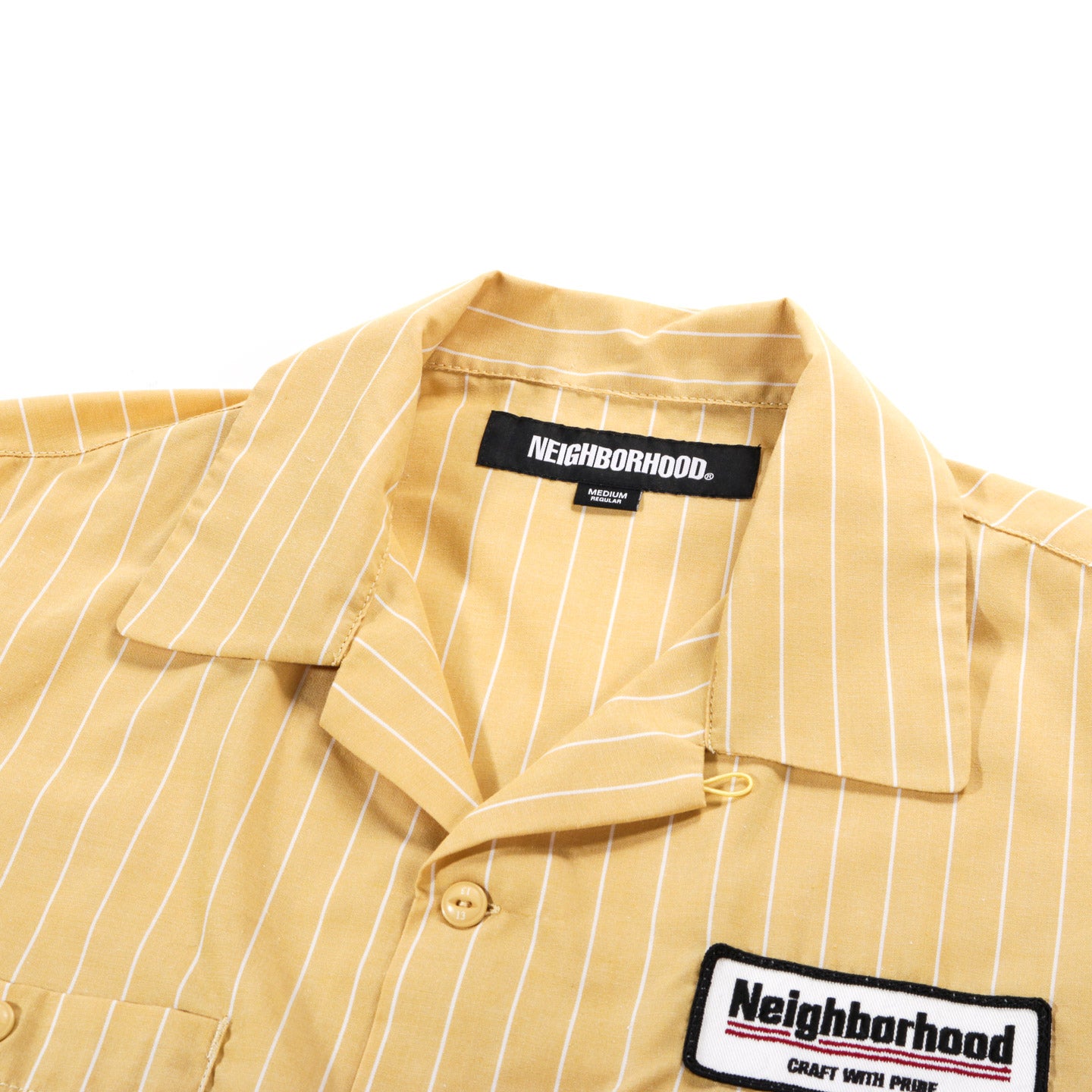 NEIGHBORHOOD SHORT SLEEVE WORK SHIRT YELLOW STRIPE