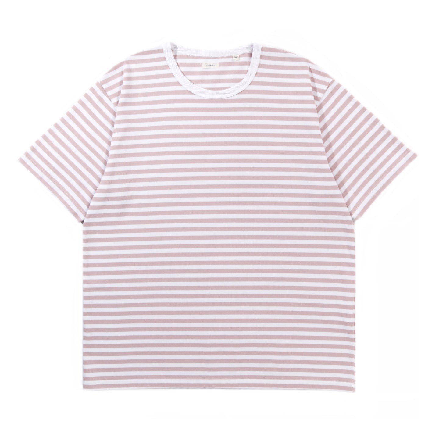 NANAMICA COOLMAX STRIPE JERSEY TEE PINK / WHITE