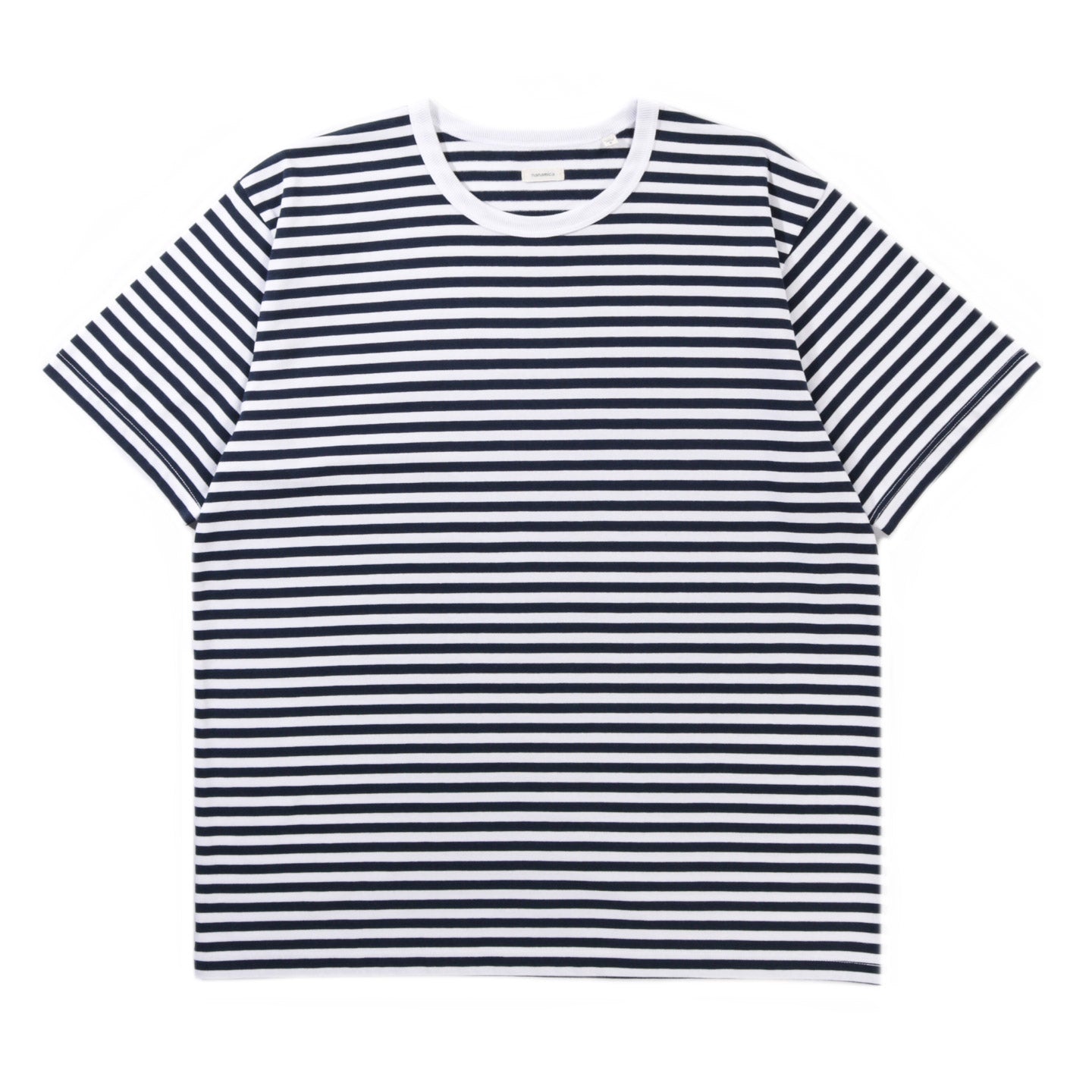 NANAMICA COOLMAX STRIPE JERSEY TEE NAVY / WHITE