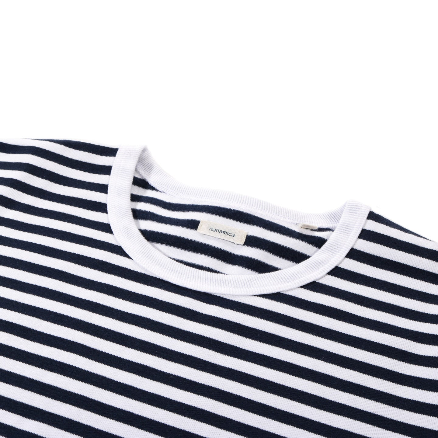 NANAMICA COOLMAX STRIPE JERSEY TEE NAVY / WHITE