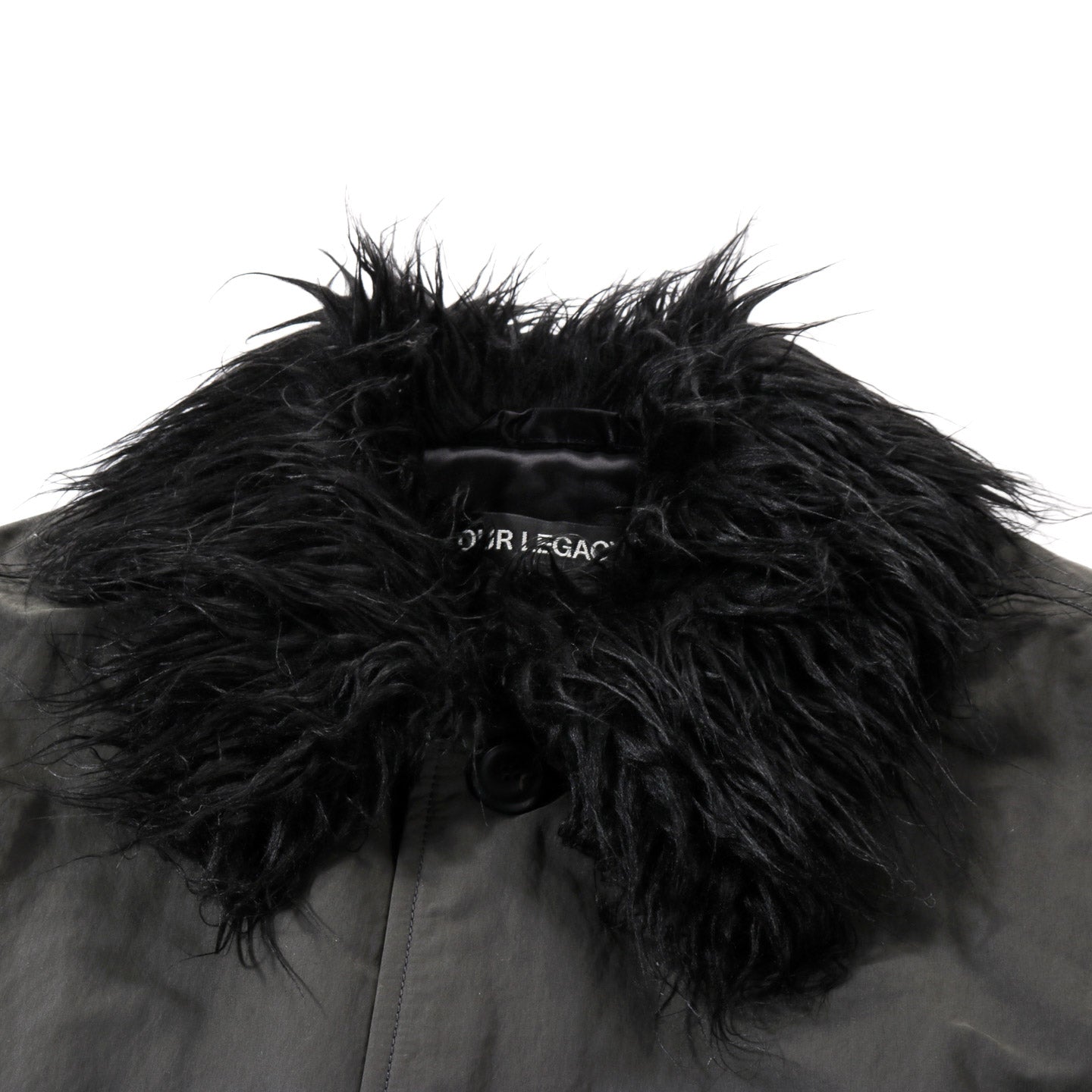 OUR LEGACY POLAR COAT VAPOR CHARCOAL PEACHED NYLON