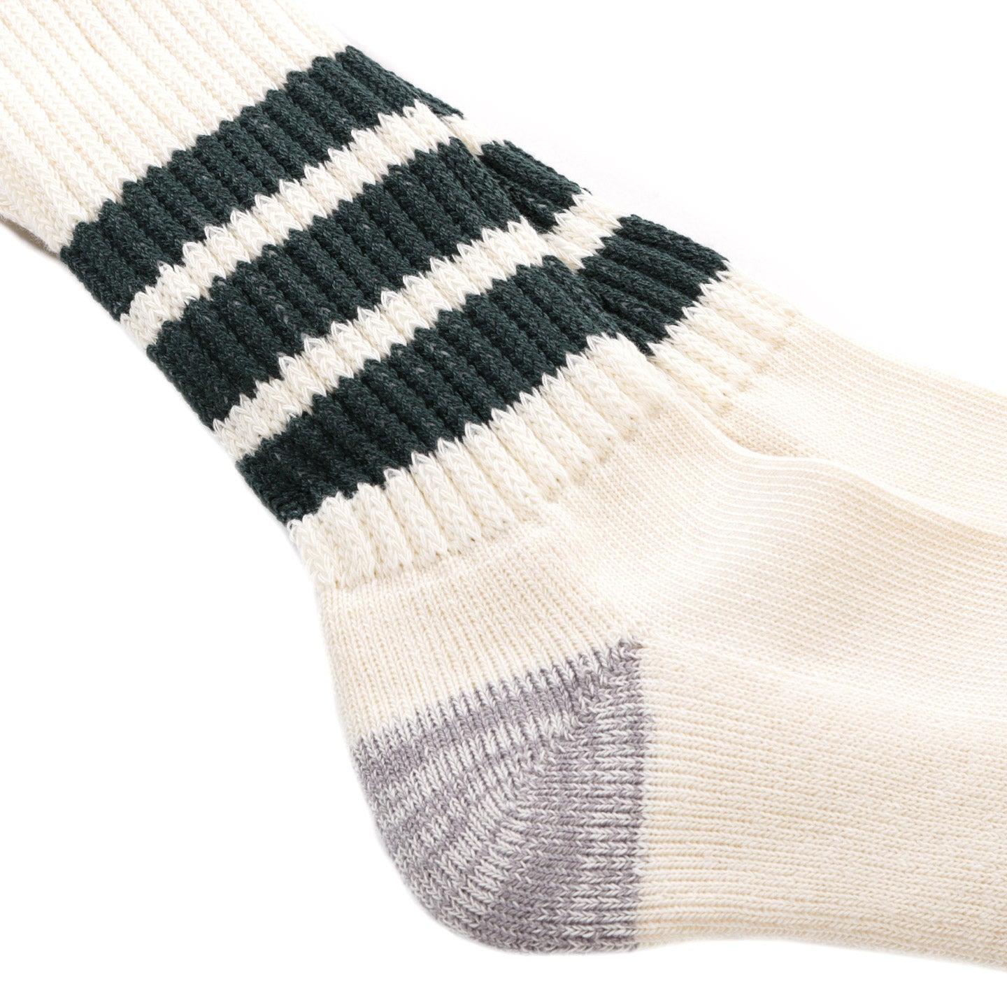 ROTOTO COARSE RIBBED OLD SCHOOL CREW SOCKS D.GREEN