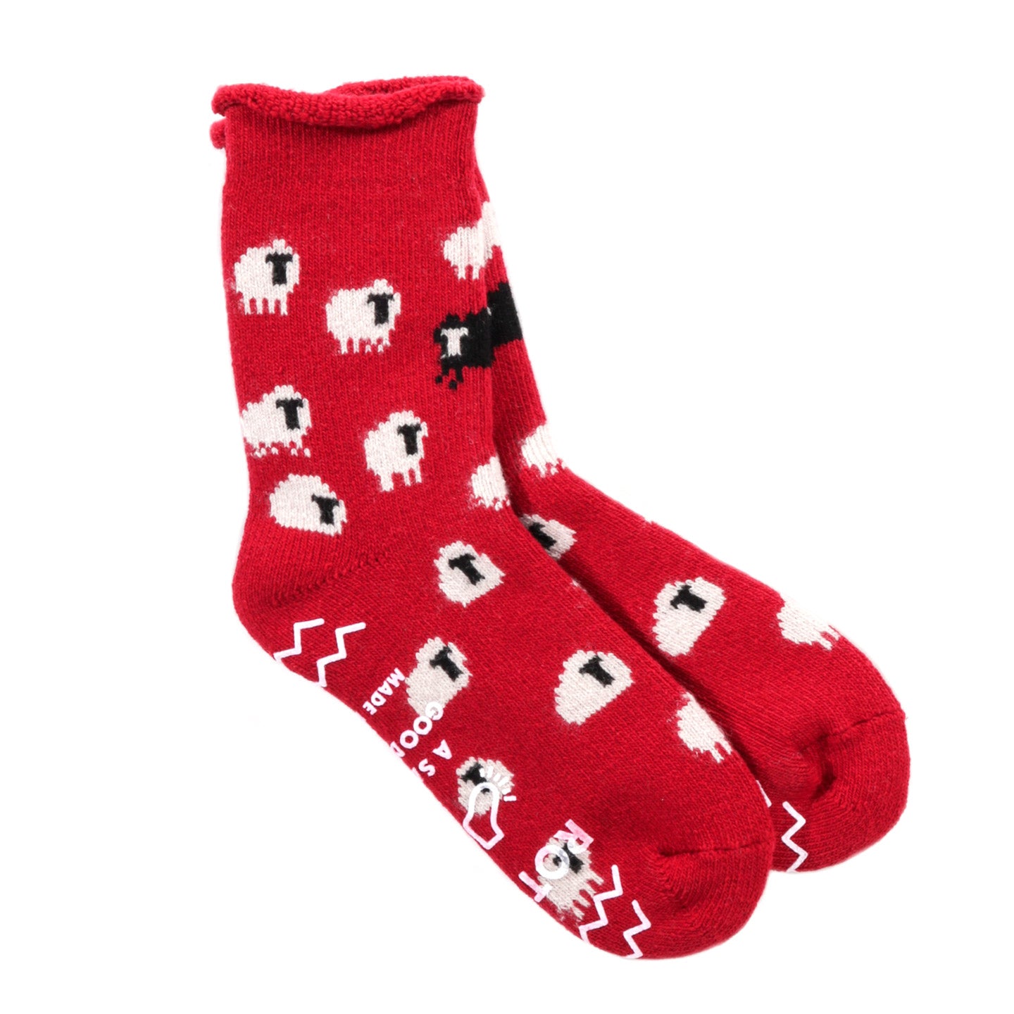 ROTOTO PILE ROOM SOCKS SHEEP RED