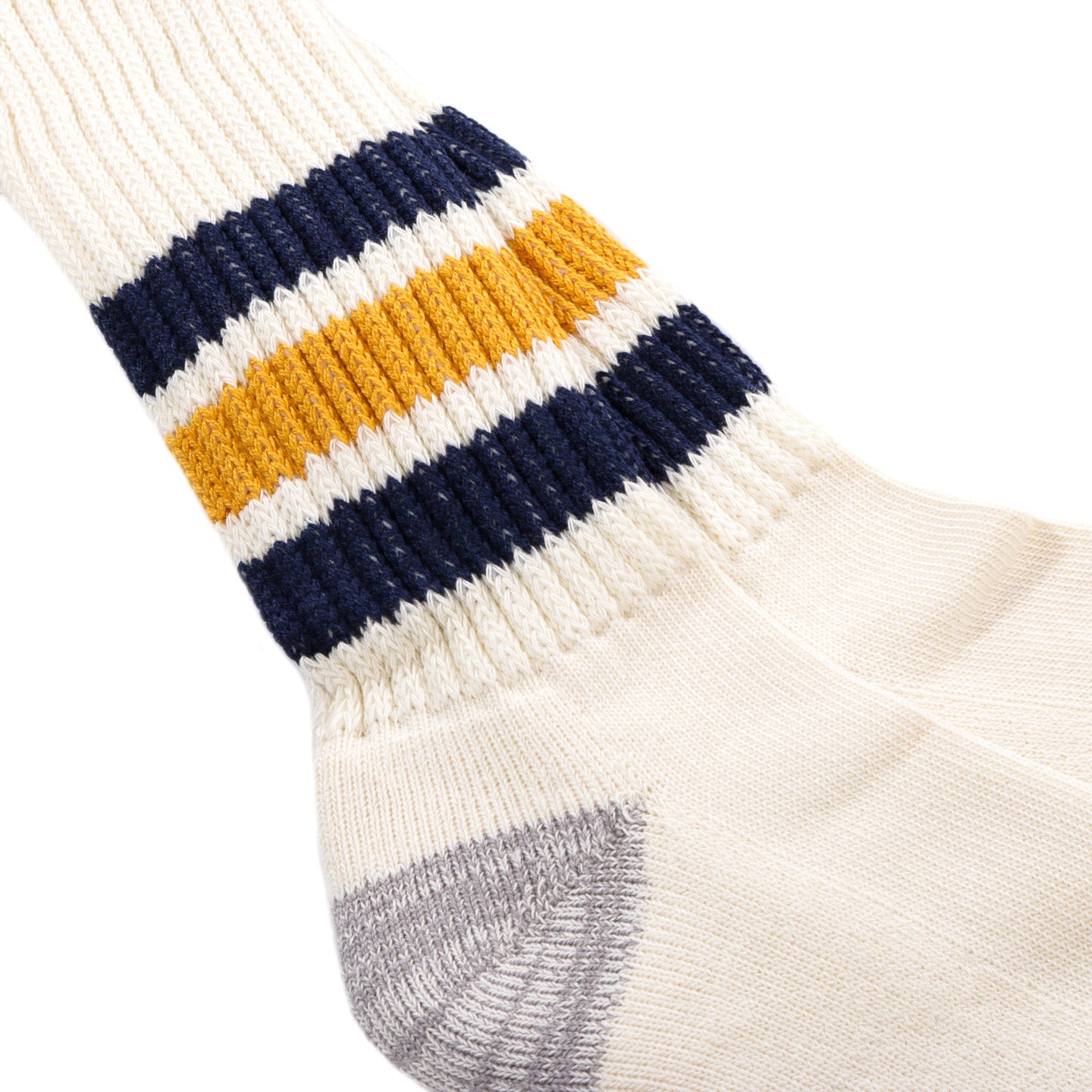 ROTOTO COARSE RIBBED OLD SCHOOL CREW SOCKS NAVY / YELLOW