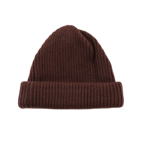 ROTOTO EXTRA FINE MERINO ROLL UP BEANIE BROWN