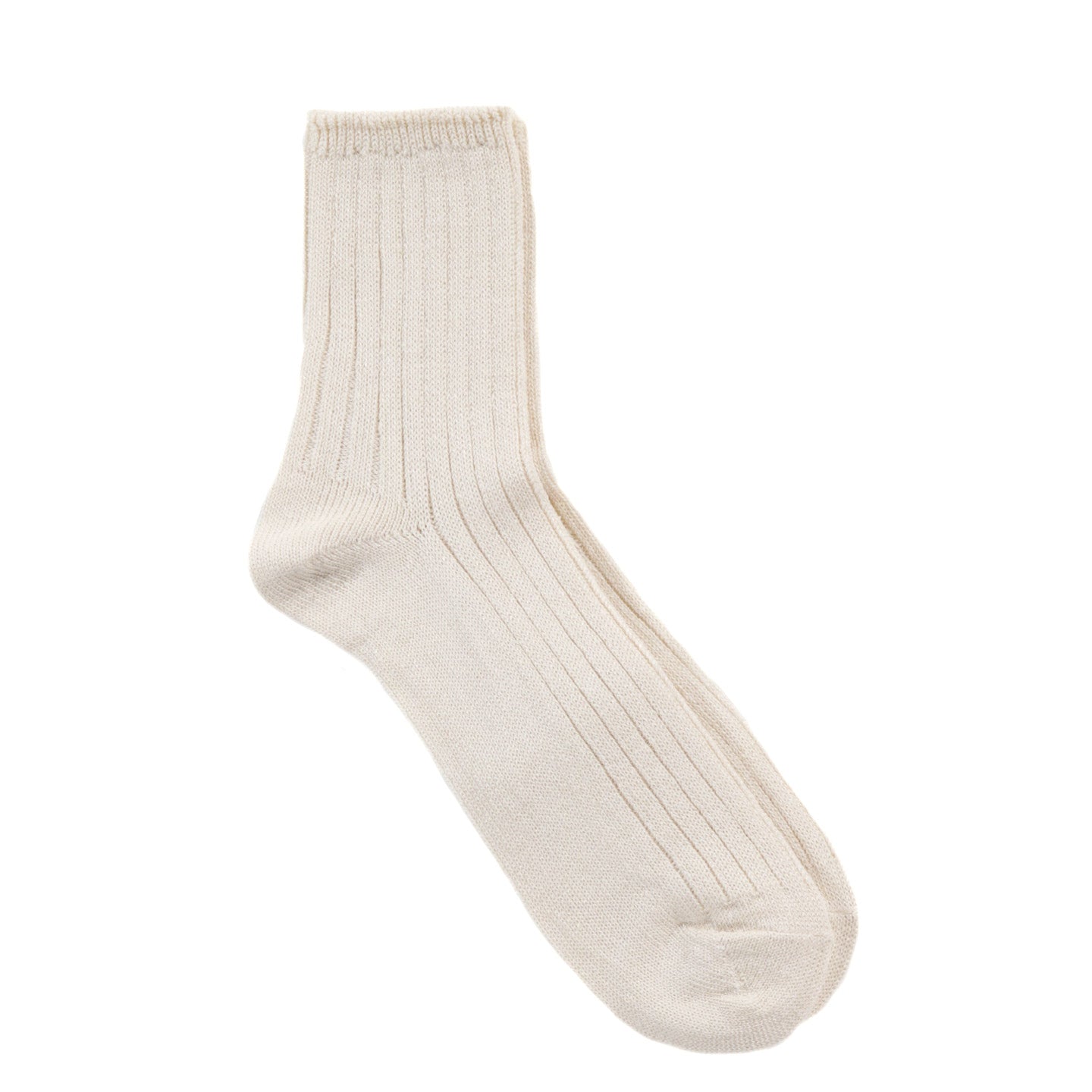 ROTOTO LINEN COTTON RIBBED ANKLE SOCKS ECRU