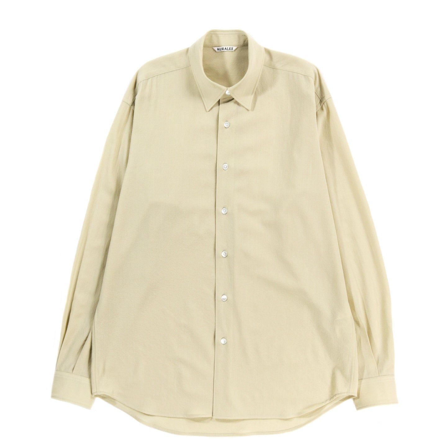 AURALEE HARD TWIST WOOL VIYELLA SHIRT IVORY YELLOW