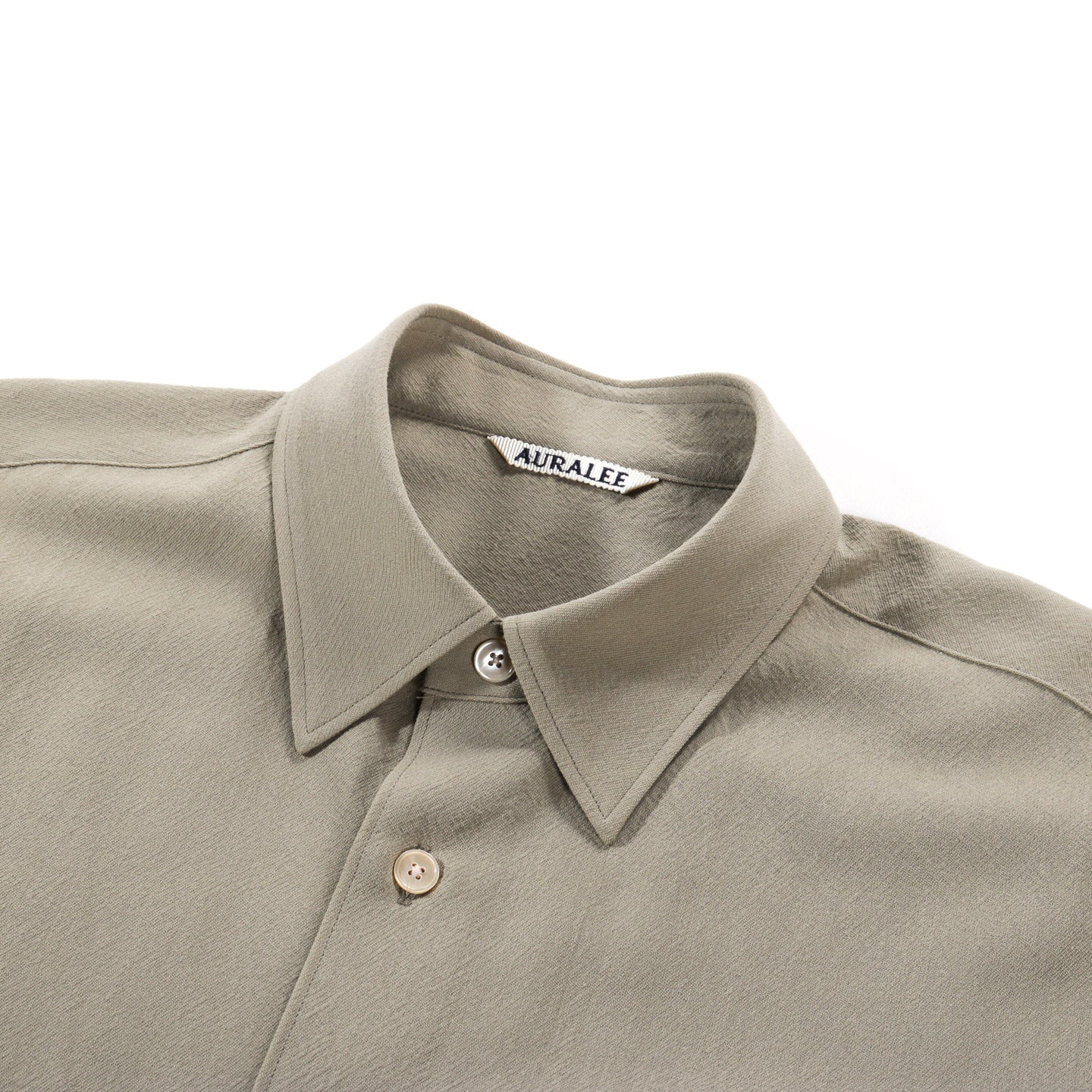 AURALEE HARD TWIST WOOL VIYELLA SHIRT LIGHT KHAKI