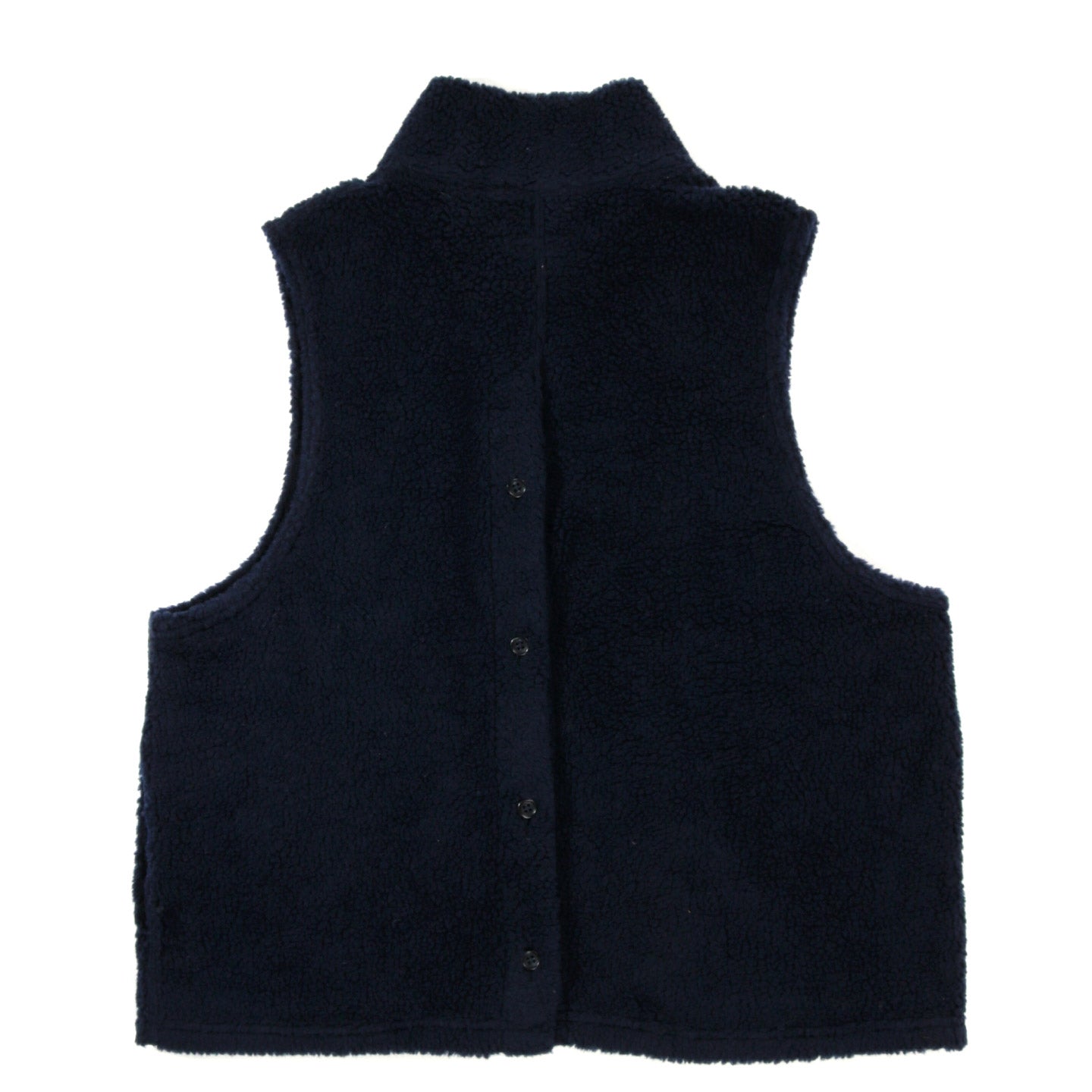 ENGINEERED GARMENTS HIGH MOCK VEST NAVY WOOL POLY SHAGGY KNIT