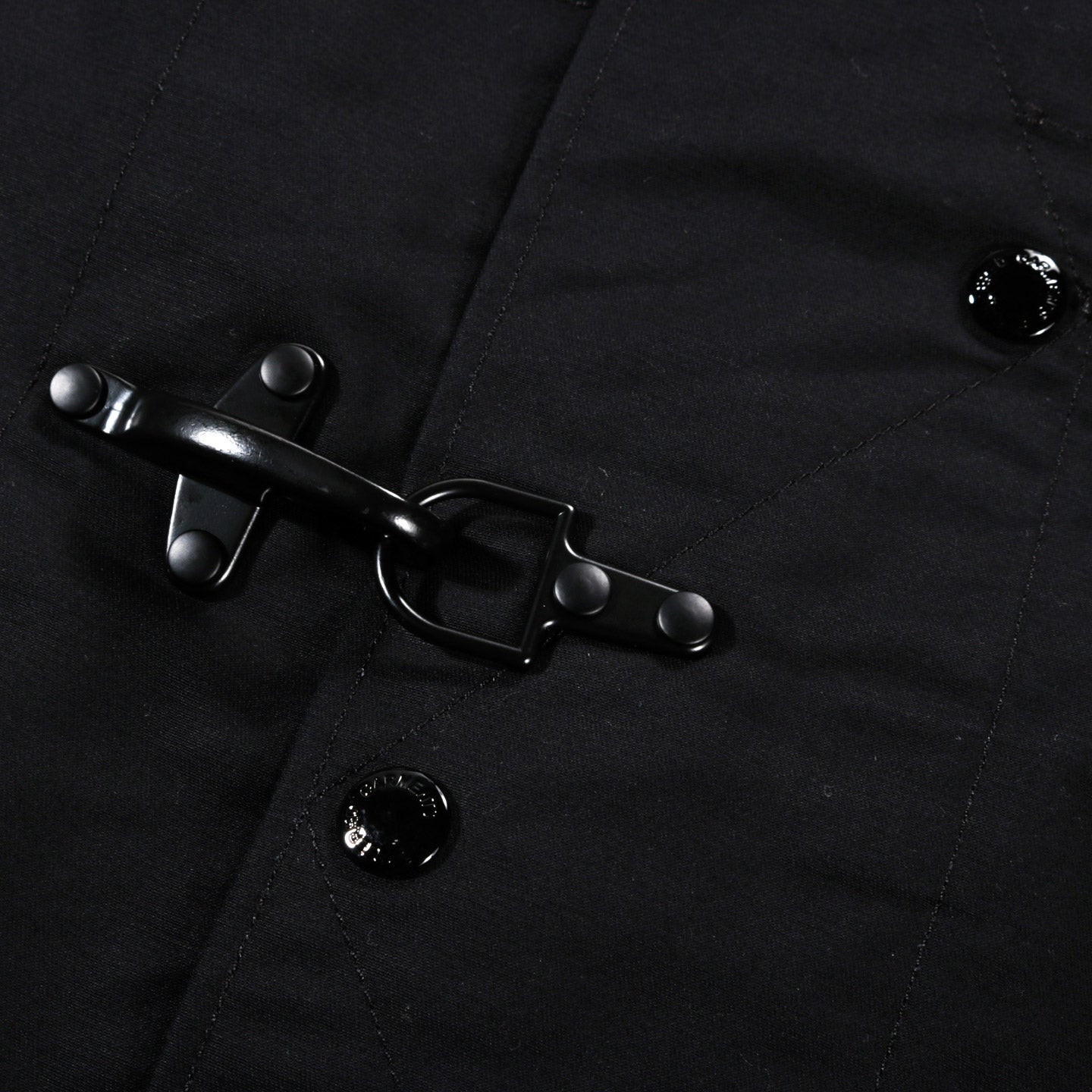 ENGINEERED GARMENTS SHORT DUFFLE JACKET BLACK COTTON DOUBLE CLOTH